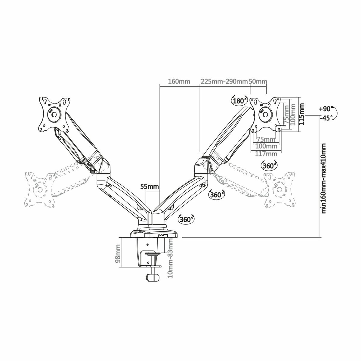 Schermtafel Support Aisens Zwart 32" 13"